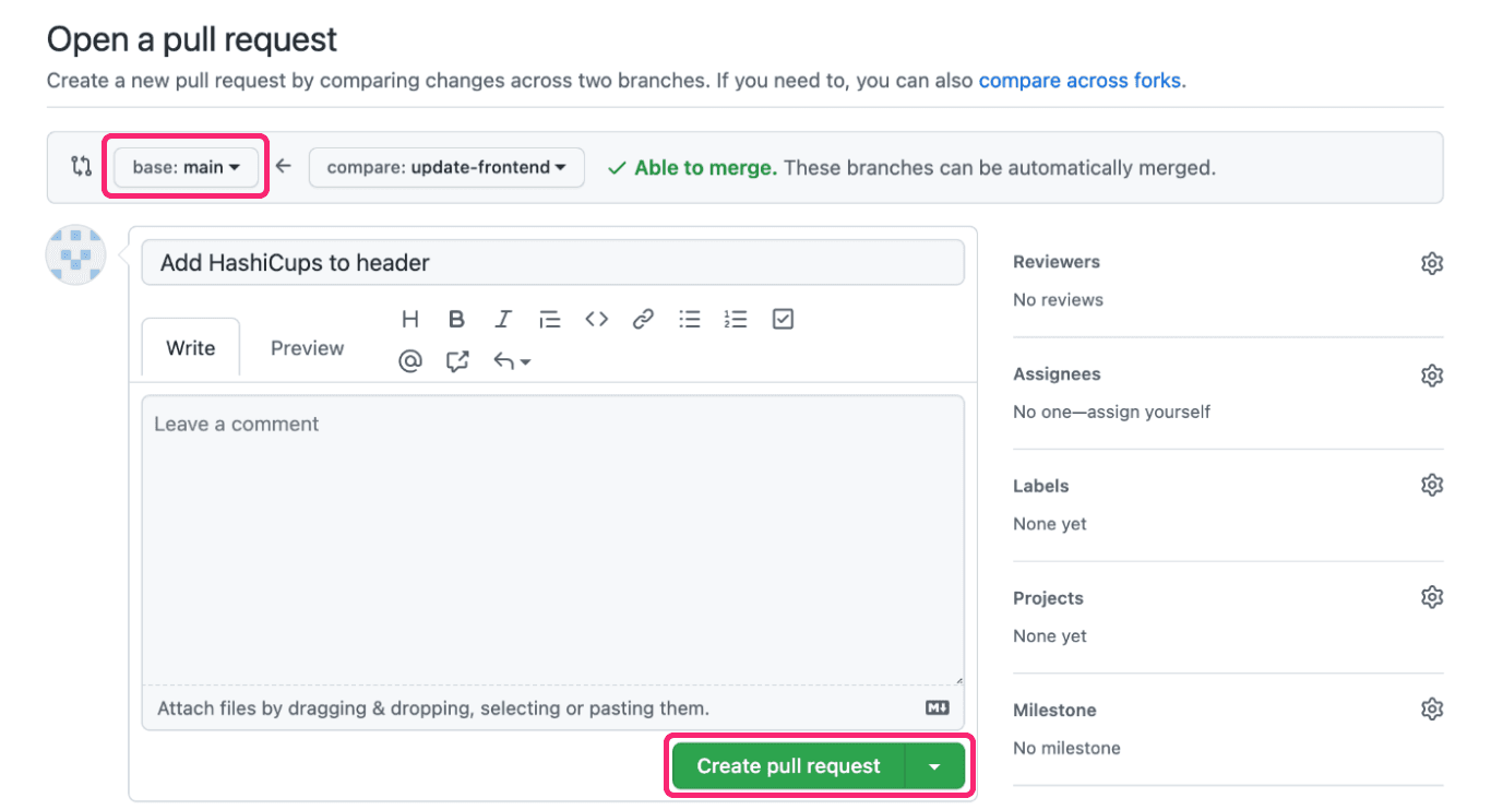 Open pull request for `update-frontend` branch