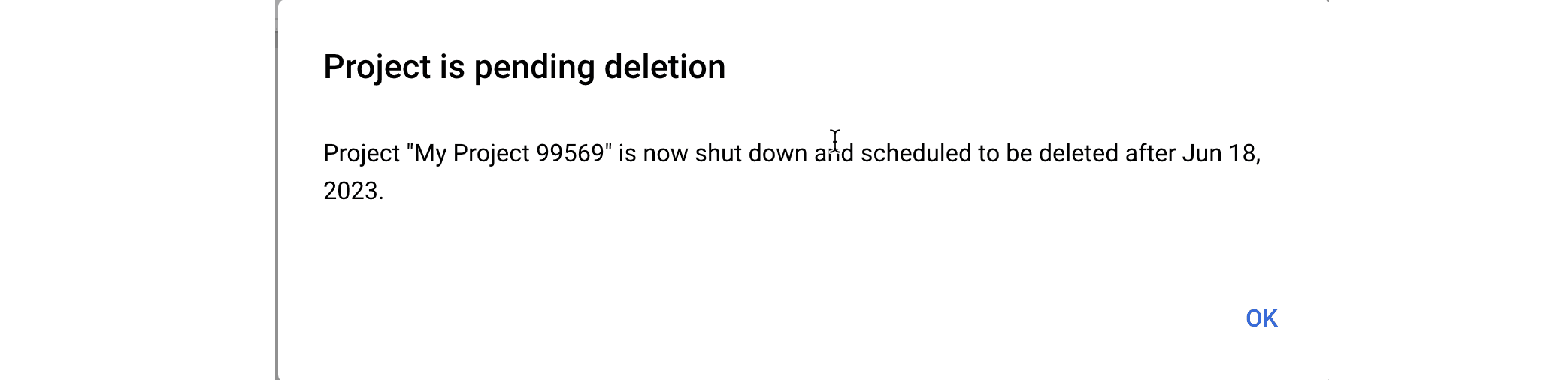 Date for deletion